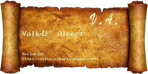 Valkó Albert névjegykártya