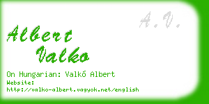 albert valko business card